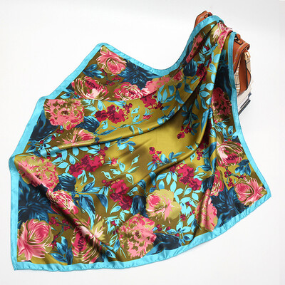 90*90 cm madingi šilko kaklaskarės moteriškos foulard aikštės būstinė Moteriška skara apvyniojama duslintuvas pareo Bandanna moteriška šifono hidžabo mergina