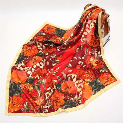 90*90 cm madingi šilko kaklaskarės moteriškos foulard aikštės būstinė Moteriška skara apvyniojama duslintuvas pareo Bandanna moteriška šifono hidžabo mergina