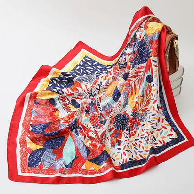 90*90 cm madingi šilko kaklaskarės moteriškos foulard aikštės būstinė Moteriška skara apvyniojama duslintuvas pareo Bandanna moteriška šifono hidžabo mergina