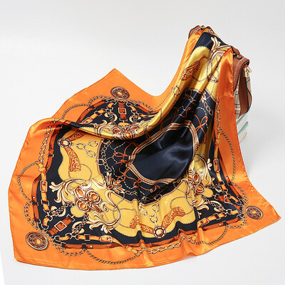 90*90 cm madingi šilko kaklaskarės moteriškos foulard aikštės būstinė Moteriška skara apvyniojama duslintuvas pareo Bandanna moteriška šifono hidžabo mergina