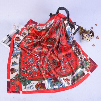 90*90 cm madingi šilko kaklaskarės moteriškos foulard aikštės būstinė Moteriška skara apvyniojama duslintuvas pareo Bandanna moteriška šifono hidžabo mergina