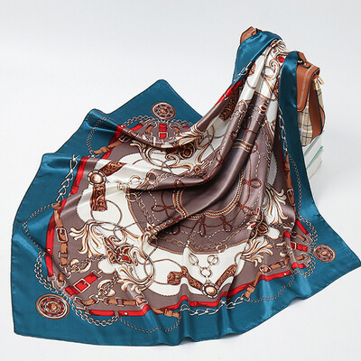 90*90 cm madingi šilko kaklaskarės moteriškos foulard aikštės būstinė Moteriška skara apvyniojama duslintuvas pareo Bandanna moteriška šifono hidžabo mergina