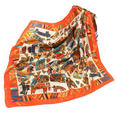 90*90 cm madingi šilko kaklaskarės moteriškos foulard aikštės būstinė Moteriška skara apvyniojama duslintuvas pareo Bandanna moteriška šifono hidžabo mergina