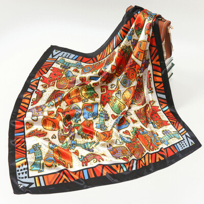 90*90 cm madingi šilko kaklaskarės moteriškos foulard aikštės būstinė Moteriška skara apvyniojama duslintuvas pareo Bandanna moteriška šifono hidžabo mergina