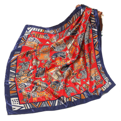 90*90 cm madingi šilko kaklaskarės moteriškos foulard aikštės būstinė Moteriška skara apvyniojama duslintuvas pareo Bandanna moteriška šifono hidžabo mergina