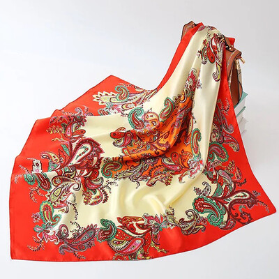 90*90 cm madingi šilko kaklaskarės moteriškos foulard aikštės būstinė Moteriška skara apvyniojama duslintuvas pareo Bandanna moteriška šifono hidžabo mergina