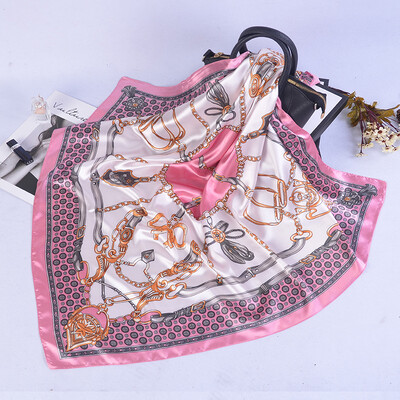 90*90 cm madingi šilko kaklaskarės moteriškos foulard aikštės būstinė Moteriška skara apvyniojama duslintuvas pareo Bandanna moteriška šifono hidžabo mergina