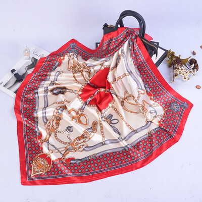 90*90 cm madingi šilko kaklaskarės moteriškos foulard aikštės būstinė Moteriška skara apvyniojama duslintuvas pareo Bandanna moteriška šifono hidžabo mergina