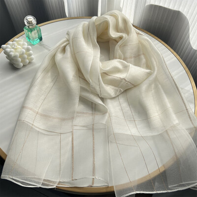 Új dizájn luxusmárka, női foulard kockás keret selyem tömör sál Elegáns kendő, hosszú csomagolású fényvédő