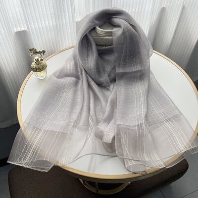 Új dizájn luxusmárka, női foulard kockás keret selyem tömör sál Elegáns kendő, hosszú csomagolású fényvédő