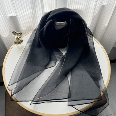 Új dizájn luxusmárka, női foulard kockás keret selyem tömör sál Elegáns kendő, hosszú csomagolású fényvédő