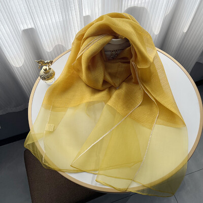 Új dizájn luxusmárka, női foulard kockás keret selyem tömör sál Elegáns kendő, hosszú csomagolású fényvédő