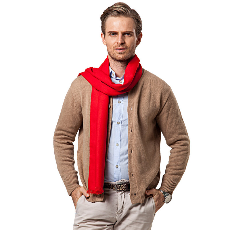 Vienspalvis raudonas prabangus kašmyro šalikas vyrams žieminis šiltas kaklaskaras Vyriški verslo kaklaskarės Ilgos Pashmina