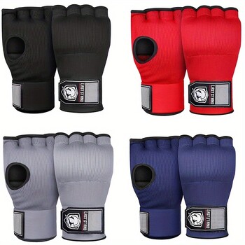 Mma Half Finger Gel Боксова ръкавица Sanda Muay Thai Training Hand Wrap Inner Glove With Long Wrist Strap Boxing Training Accessory