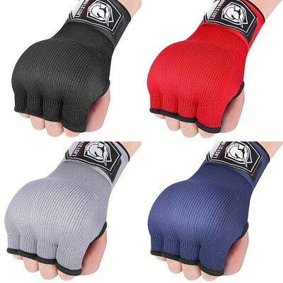 „Mma Half Finger Gel“ bokso pirštinė Sanda Muay Thai treniruojanti ranką apvyniojanti vidinė pirštinė su ilgu riešo dirželiu, bokso treniruočių priedas