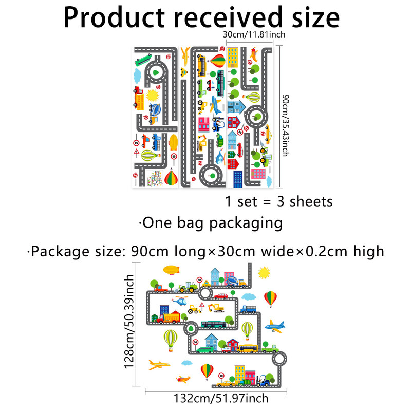 Rajzfilm Road Autó Repülő Hőlégballon Falimatricák Fiúk Gyerek Baba Hálószoba Falmatrica Óvodai háttérképek Otthoni matricák