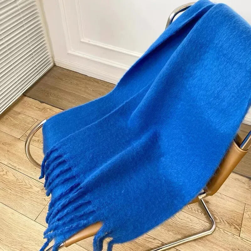 Teplá dámska zimná mohérová šatka, zahustená kašmírová pletená hrubá strapcová šatka, šatka pre ženy a mužov, párová šatka, doplnky