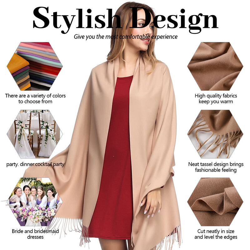 2024-es divat, egyszínű női sál téli hidzsáb Tessale bojt, hosszú női kendő, kasmír, mint pashmina, hidzsáb sál, pakolás