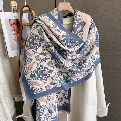 Χειμωνιάτικο ζεστό κασμίρ κασκόλ για γυναίκες Πολυτελής κουβέρτα πασμίνας Χοντρό σάλι μαντήλι Μόδα Bufanda Echarpe Poncho 2024