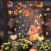 Frunze de arțar drăguț veveriță autocolant de perete fereastră decorare de Ziua Recunoștinței Toamna copii autocolant autocolant tapet mural