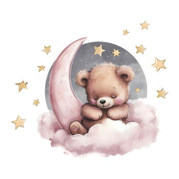 1PCS Cartoon Goodnight Bear Stars Moon Paste Wall Детска стая Всекидневна Спалня Разкрасяване на дома Декоративни стикери