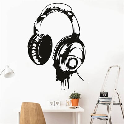 Samolepky na stenu s hudbou a DJ slúchadlami, umelecký dizajn, dostupné v rôznych farbách, tapeta, dekorácia do detskej spálne, nástenná maľba
