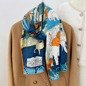 160x33CM de lux de iarnă de mătase cașmir eșarfă femei animale parc manual rulat manual șal eșarfe lungi calde împachetări Pashmina Bandana