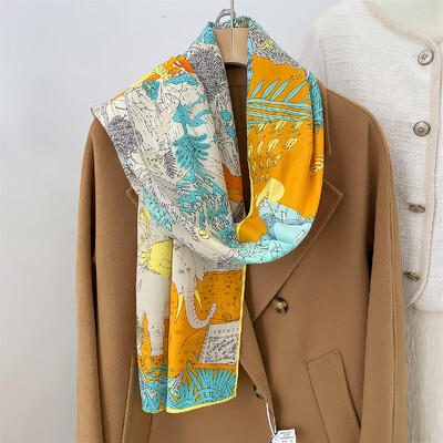 160x33CM de lux de iarnă de mătase cașmir eșarfă femei animale parc manual rulat manual șal eșarfe lungi calde împachetări Pashmina Bandana