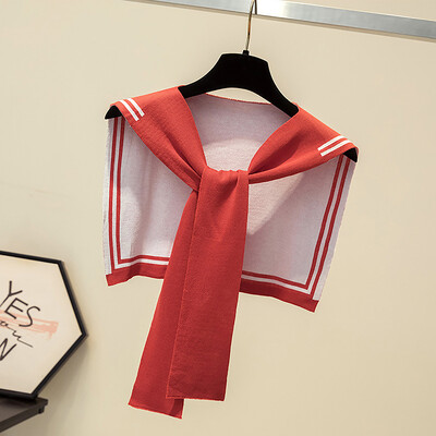 Koreai Főiskola Navy csíkos gyapjú kötött vállfedő csomózott meleg kendő nyári légkondicionált szoba nyakvédő női sál