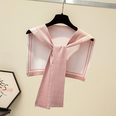 Koreai Főiskola Navy csíkos gyapjú kötött vállfedő csomózott meleg kendő nyári légkondicionált szoba nyakvédő női sál