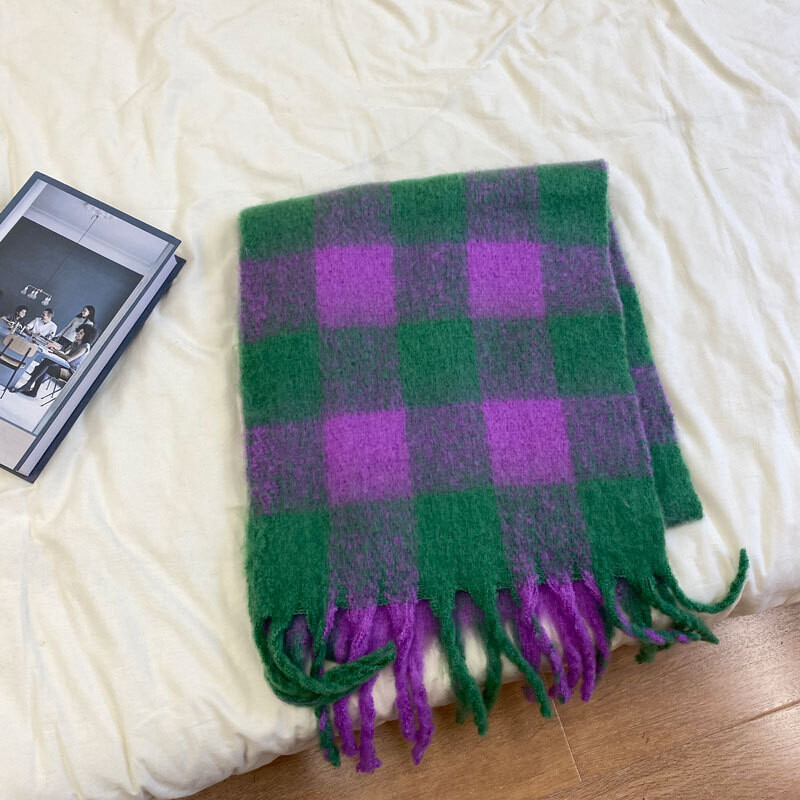 2023-as új női kockás sál Téli meleg kendők Kasmír vastag borítású női hosszú bojt takaró sálak Bufanda Mujer