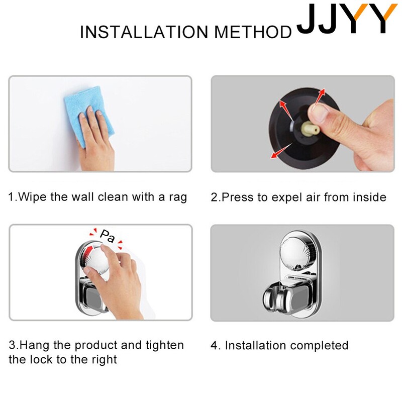 Állítható zuhanytartó falra szerelhető univerzális tapadókorongok zuhanyfejhez ABS 360°-ban forgatható fürdőszobai konzol 5 módos rögzítőtalp