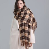 Forrón eladó téli kasmír bojtkendő szív alakú kockás nyomtatott hidzsáb női divat kültéri pashmina sál 180*70 cm