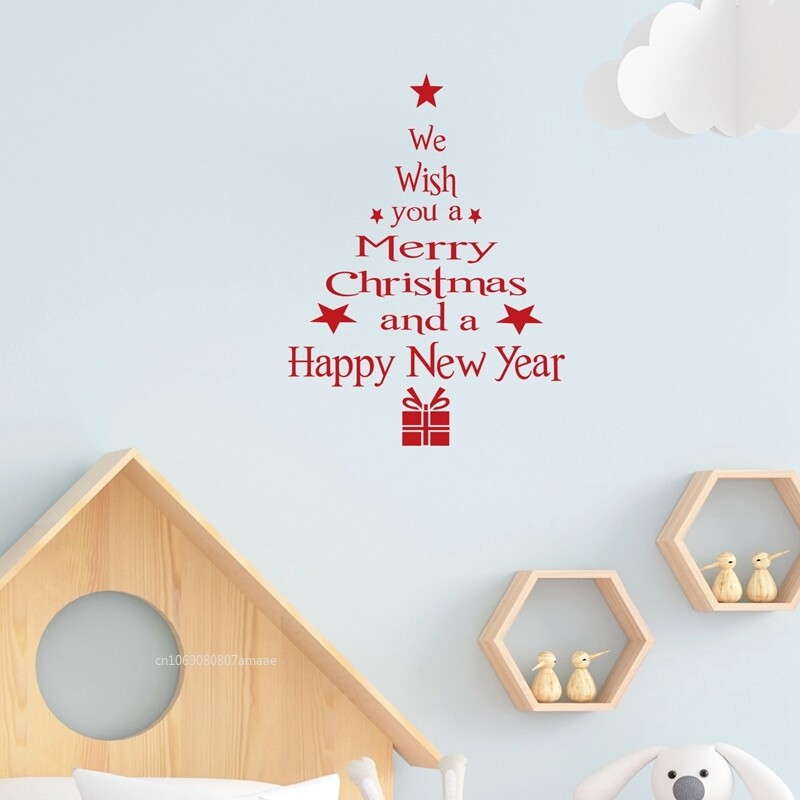 Karácsonyfa ablak ragaszkodik matricák az üveghez, Best Wish karácsonyi matricák otthoni dekoráció Ünnepi dekoráció 2025 újévi bulihoz