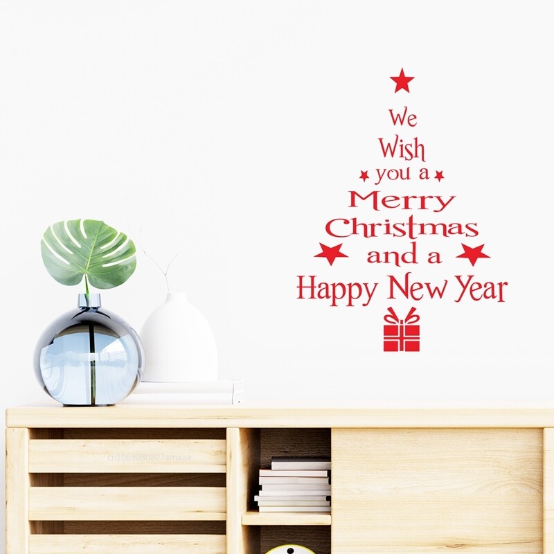 Karácsonyfa ablak ragaszkodik matricák az üveghez, Best Wish karácsonyi matricák otthoni dekoráció Ünnepi dekoráció 2025 újévi bulihoz