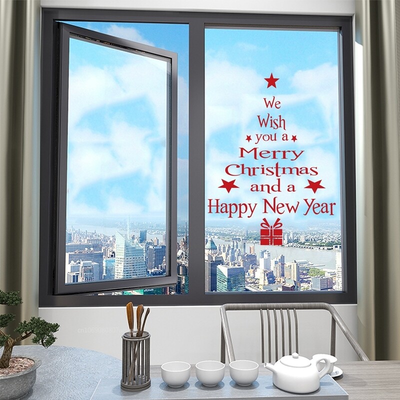 Karácsonyfa ablak ragaszkodik matricák az üveghez, Best Wish karácsonyi matricák otthoni dekoráció Ünnepi dekoráció 2025 újévi bulihoz