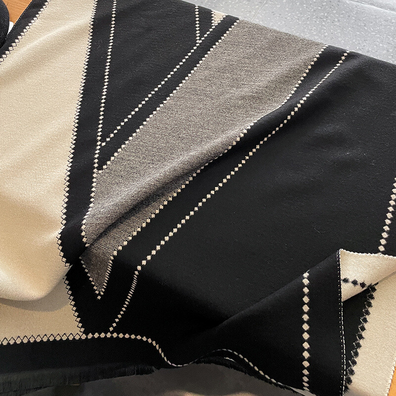 Eșarfă caldă de cașmir pentru femei, cu imprimeu în carouri, pătură pashmina, șal groasă, batic pentru gât, Poncho Bufanda Echarpe