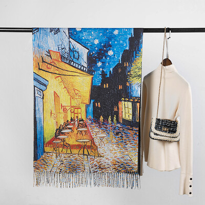 Téli Kasmír Sál Van Gogh Olajfestmény Napraforgó Váza Bojt Pashmina Takaró Kendők Pakolások Lady 2022 Divattervezés Foulard