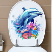 1 gab Creative Flower Dolphins tualetes uzlīmes Pašlīmējošas noņemamas PVC sienas uzlīmes Ledusskapja durvju vannas istabas apdare