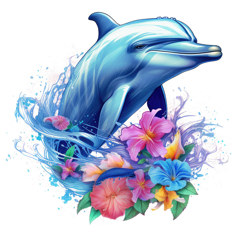 1 gab Creative Flower Dolphins tualetes uzlīmes Pašlīmējošas noņemamas PVC sienas uzlīmes Ledusskapja durvju vannas istabas apdare