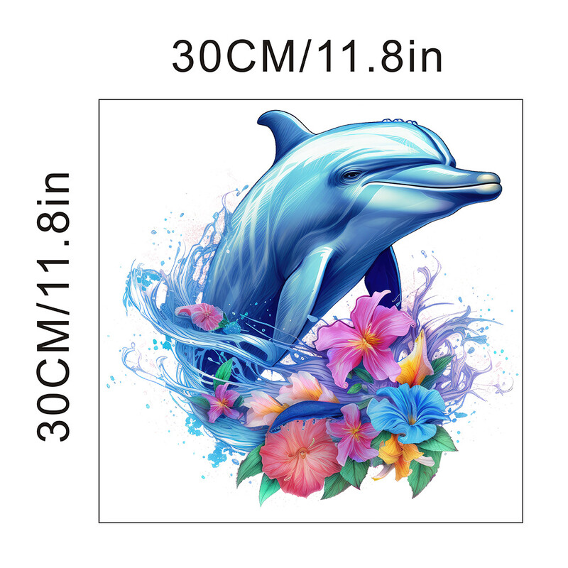1 gab Creative Flower Dolphins tualetes uzlīmes Pašlīmējošas noņemamas PVC sienas uzlīmes Ledusskapja durvju vannas istabas apdare