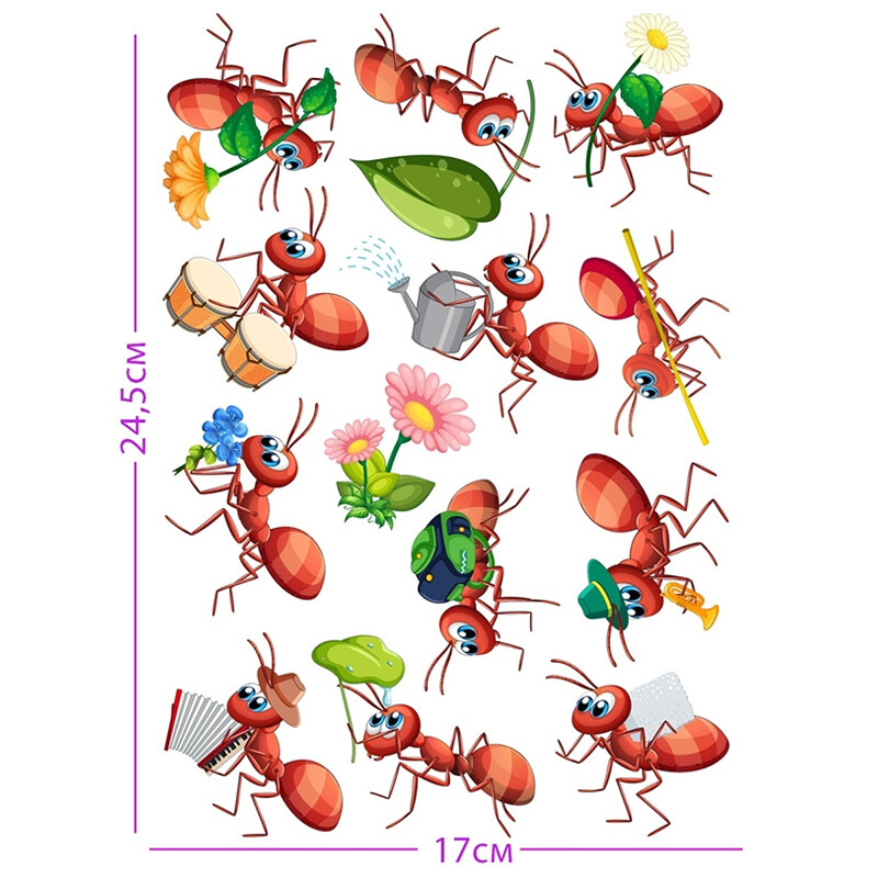 T311# Aranyos hangyák fali matrica gyerekszoba háttér otthoni dekoráció falfestmény nappali tapéta vicces matrica