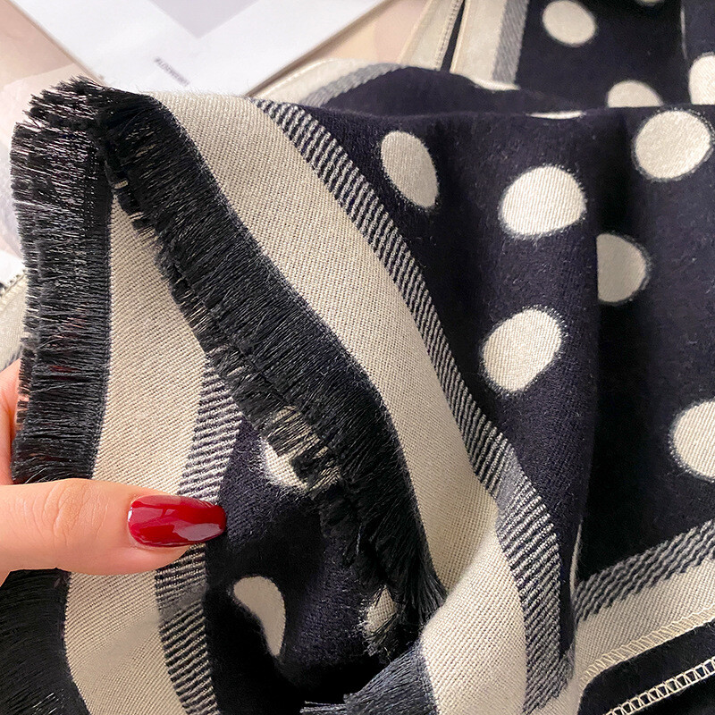 2024 őszi téli retro kasmír sál divat női sokoldalú pöttyös kétoldalas színben passzoló vastag meleg kendő