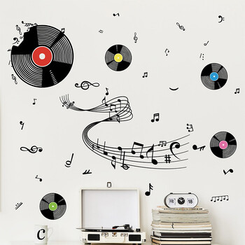 1PCS Creative Record Notes Staff Wall Paste Σαλόνι Μουσική Δωμάτιο Φόντο Εξωραϊσμός Διακοσμητικό Αυτοκόλλητο Χαρτί Τοίχου