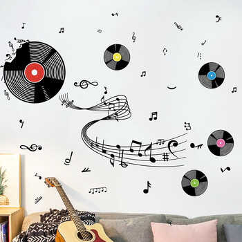 1PCS Creative Record Notes Staff Wall Paste Σαλόνι Μουσική Δωμάτιο Φόντο Εξωραϊσμός Διακοσμητικό Αυτοκόλλητο Χαρτί Τοίχου