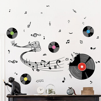 1PCS Creative Record Notes Staff Wall Paste Σαλόνι Μουσική Δωμάτιο Φόντο Εξωραϊσμός Διακοσμητικό Αυτοκόλλητο Χαρτί Τοίχου