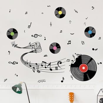 1PCS Creative Record Notes Staff Wall Paste Σαλόνι Μουσική Δωμάτιο Φόντο Εξωραϊσμός Διακοσμητικό Αυτοκόλλητο Χαρτί Τοίχου