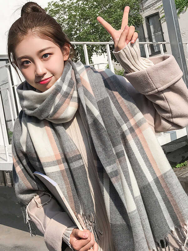 Nou 2023 imitație de cașmir femei eșarfă iarnă dulce stil preppy eșarfă cu franjuri Pashmina Mujer Foulard Bufanda șaluri lungi