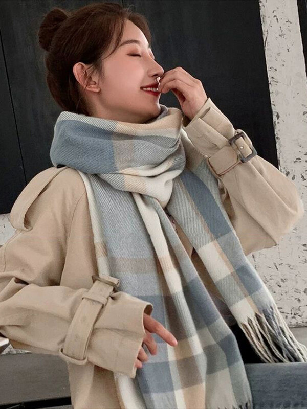 Nou 2023 imitație de cașmir femei eșarfă iarnă dulce stil preppy eșarfă cu franjuri Pashmina Mujer Foulard Bufanda șaluri lungi