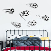 6 ks Nálepky na stenu s lietajúcim futbalom v rôznych štýloch s hviezdičkami pre chlapcov, spálňu, obývačku, detskú izbu, dekoráciu na stenu